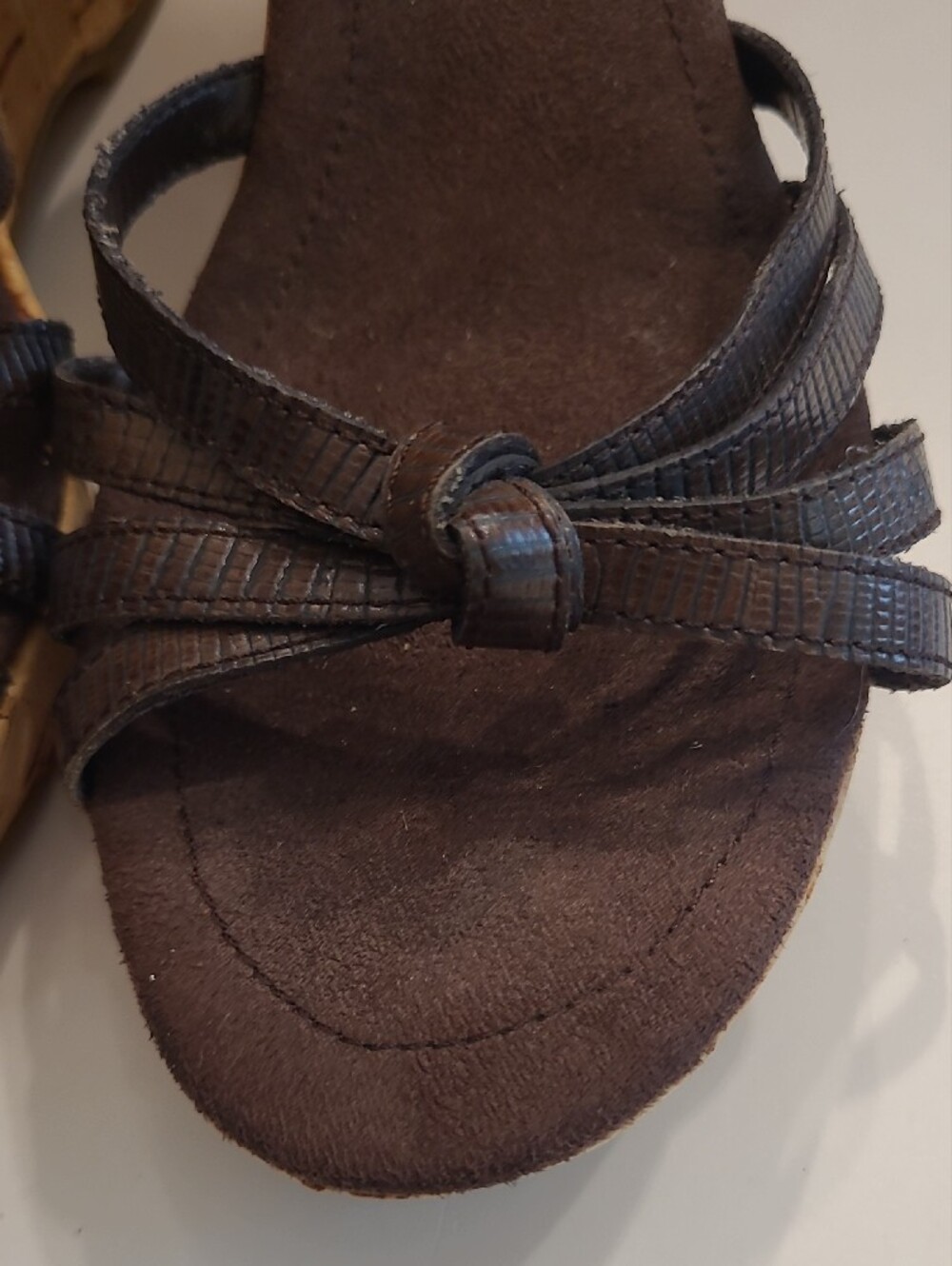 Bandolino Beaded Flower Accent Cork Wedge Sandals Bohemian Ankle Strap Heel Y2K - Picture 6 of 17